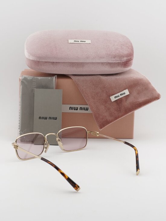 Miu Miu MUA53S ZVN4I0 Rectangle Sunglasses – Gold / Pink